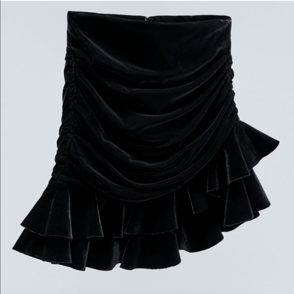 Zara Draped Mini Skirt in Velvet Black Blogger Fav - Picture 8 of 14